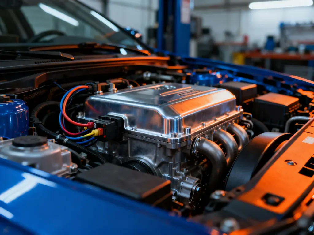 Komora silnika Volkswagena T-Roc z widocznymi podzespołami mechanicznymi i instalacją elektryczną.