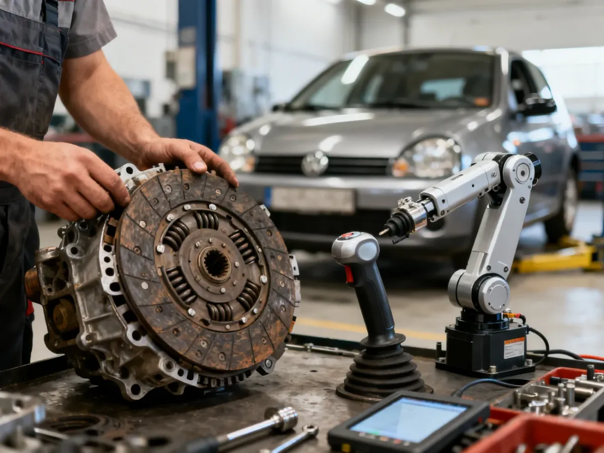 Mechanik sprawdzający sprzęgło i siłownik zautomatyzowanej skrzyni biegów
