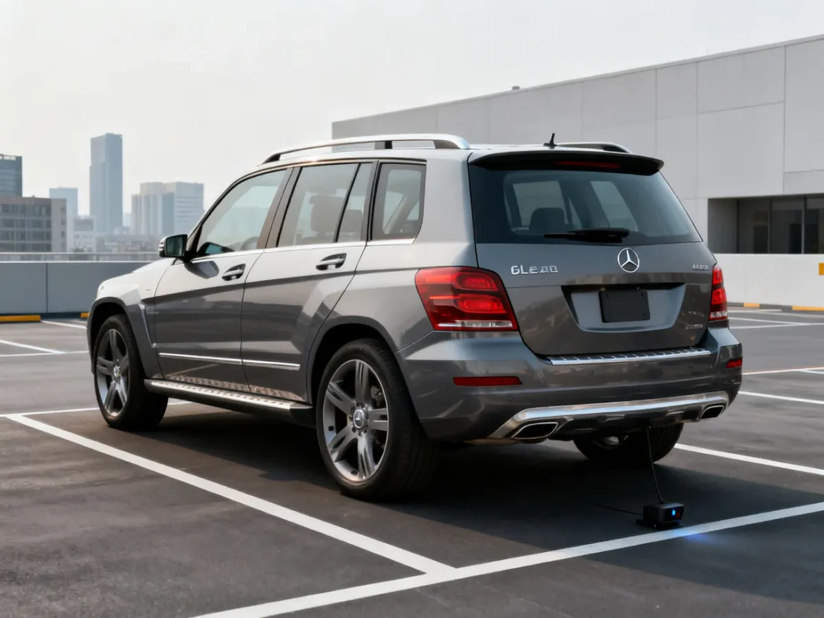 Mercedes GLK podczas parkowania w miejskiej przestrzeni