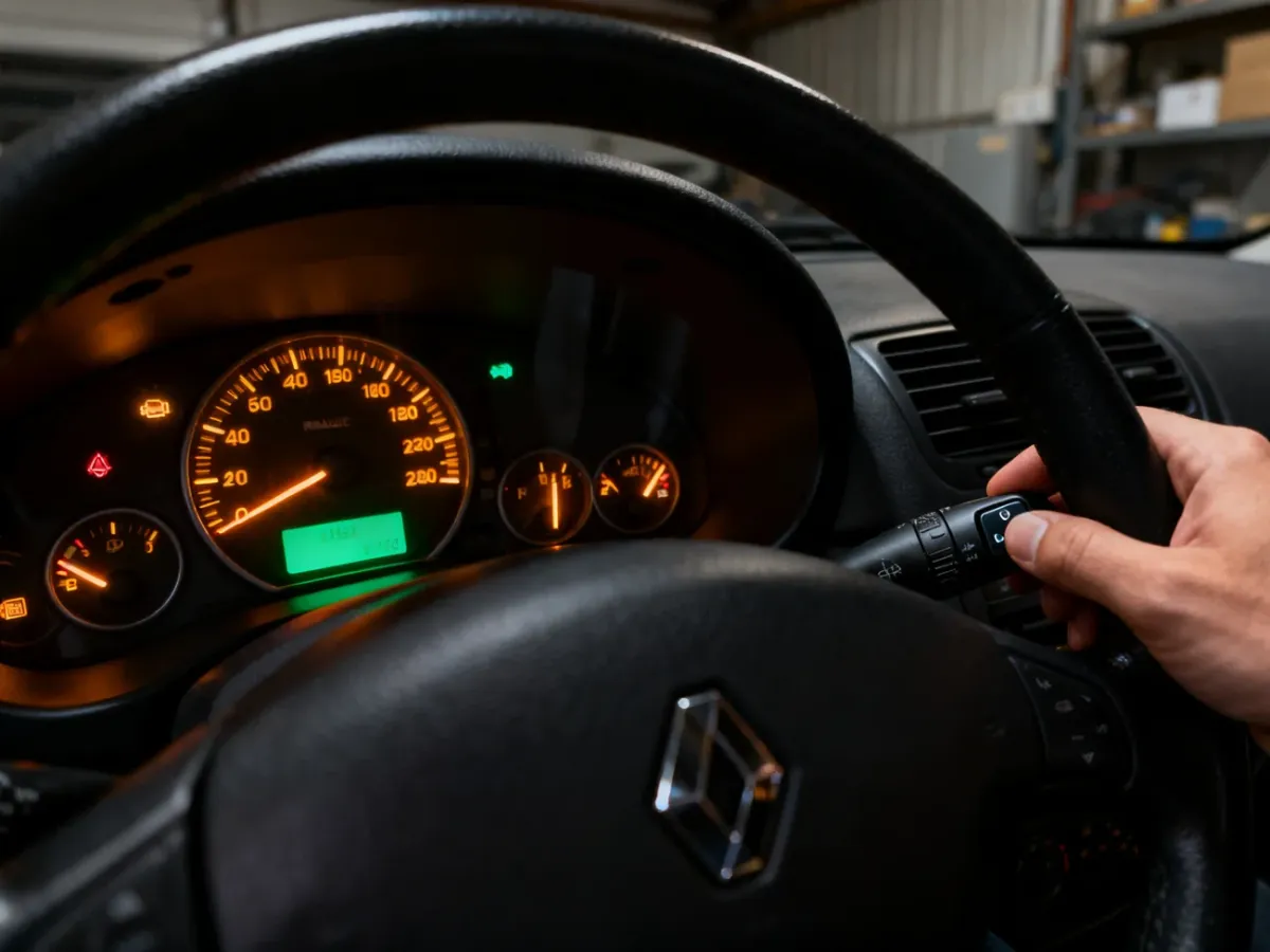 Panel zegarów Renault Laguna II uruchomiony w trybie testowym