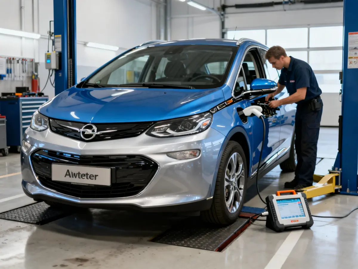 Opel Ampera podczas diagnostyki w warsztacie samochodowym